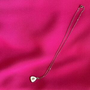 Vintage religious sterling silver necklace mother of pearl pendant - 0021F3